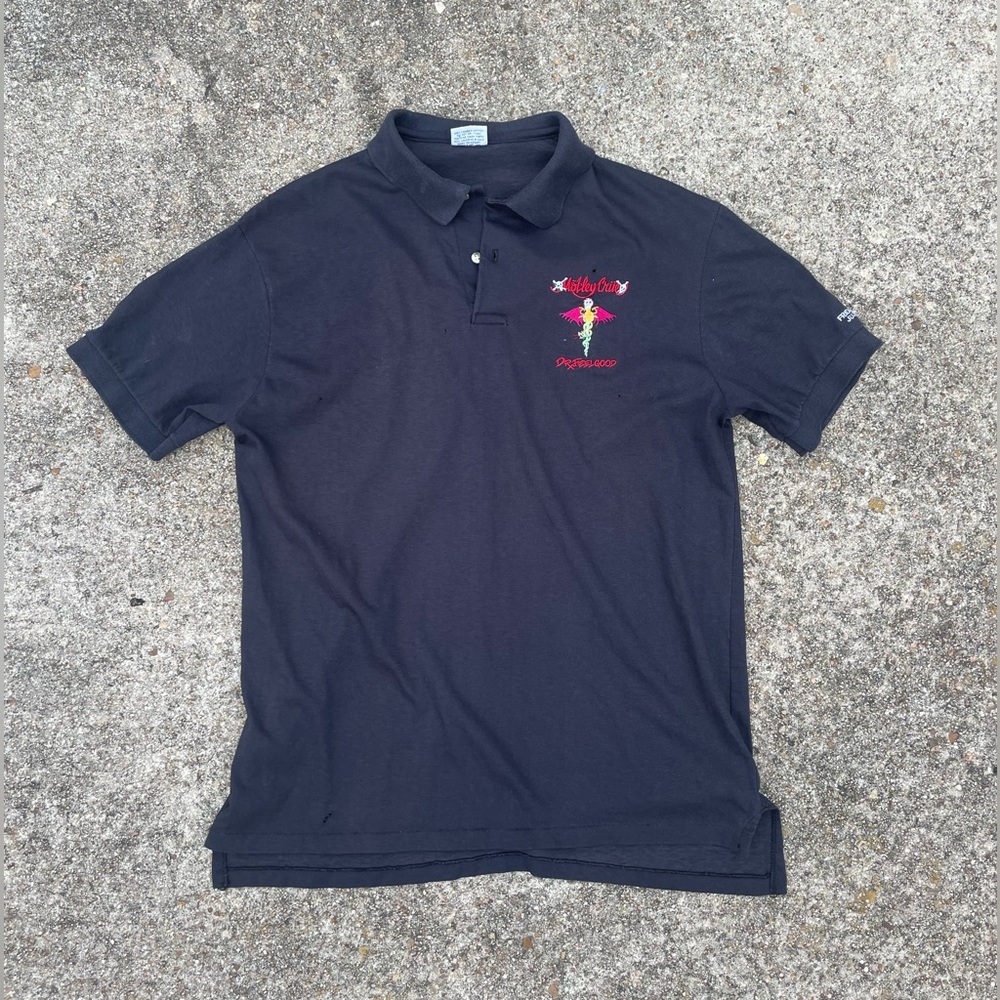 MOTLEY CRUE Dr. Feelgood 1990 vintage stage crew polo black - L